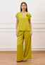 Pantalone fluido in viscosa - VERDE ACIDO