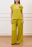 Pantalone fluido in viscosa - VERDE ACIDO
