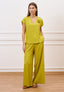 Pantalone fluido in viscosa - VERDE ACIDO