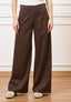 Pantalone palazzo zip sul fianco - MARRONE