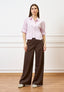 Pantalone palazzo zip sul fianco - MARRONE