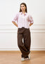 Pantalone palazzo zip sul fianco - MARRONE