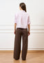 Pantalone palazzo zip sul fianco - MARRONE