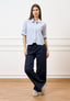 Pantalone palazzo zip sul fianco - BLU