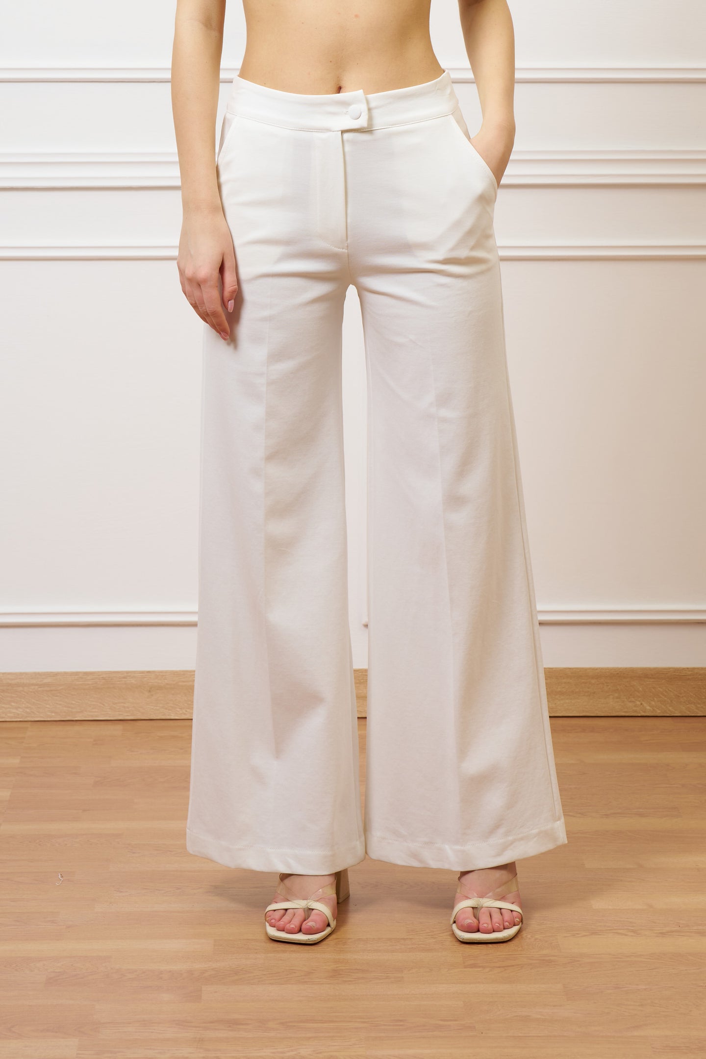 Pantalone a palazzo in punto milano - AVORIO