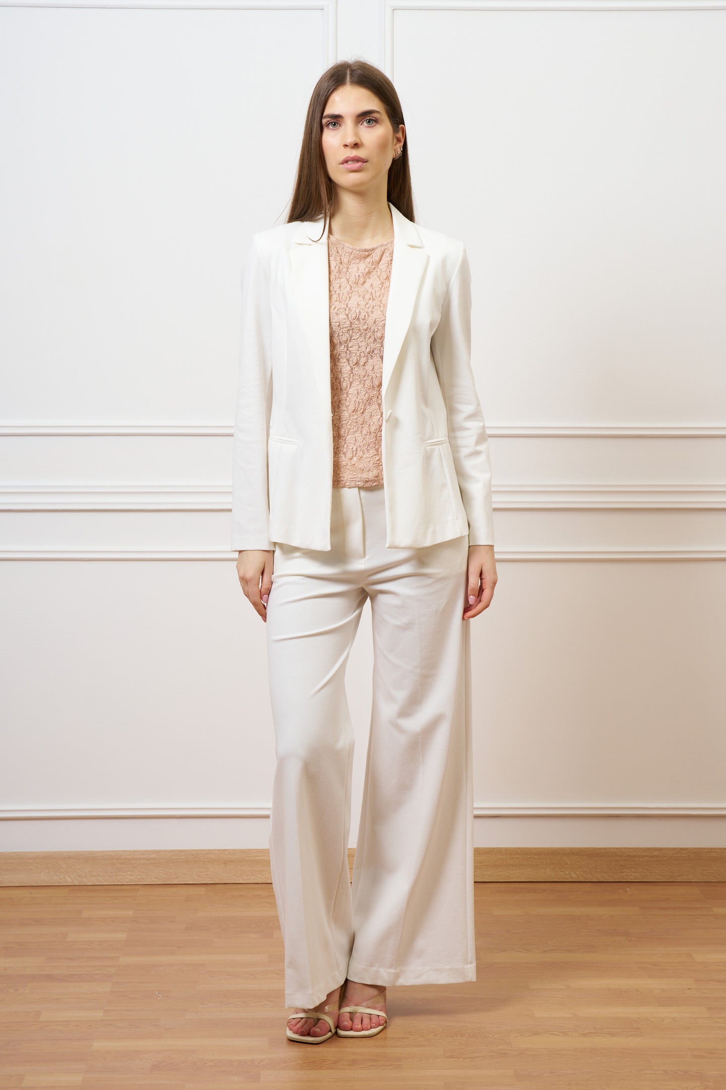 Pantalone a palazzo in punto milano - AVORIO