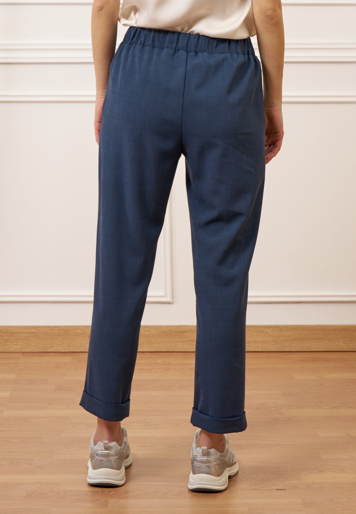 Pantalone dritto con risvolto - BLU