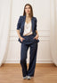 Pantalone palazzo con elastico sul retro - BLU