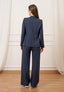 Pantalone palazzo con elastico sul retro - BLU