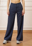 Pantalone palazzo con elastico sul retro - BLU