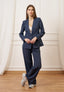 Pantalone palazzo con elastico sul retro - BLU