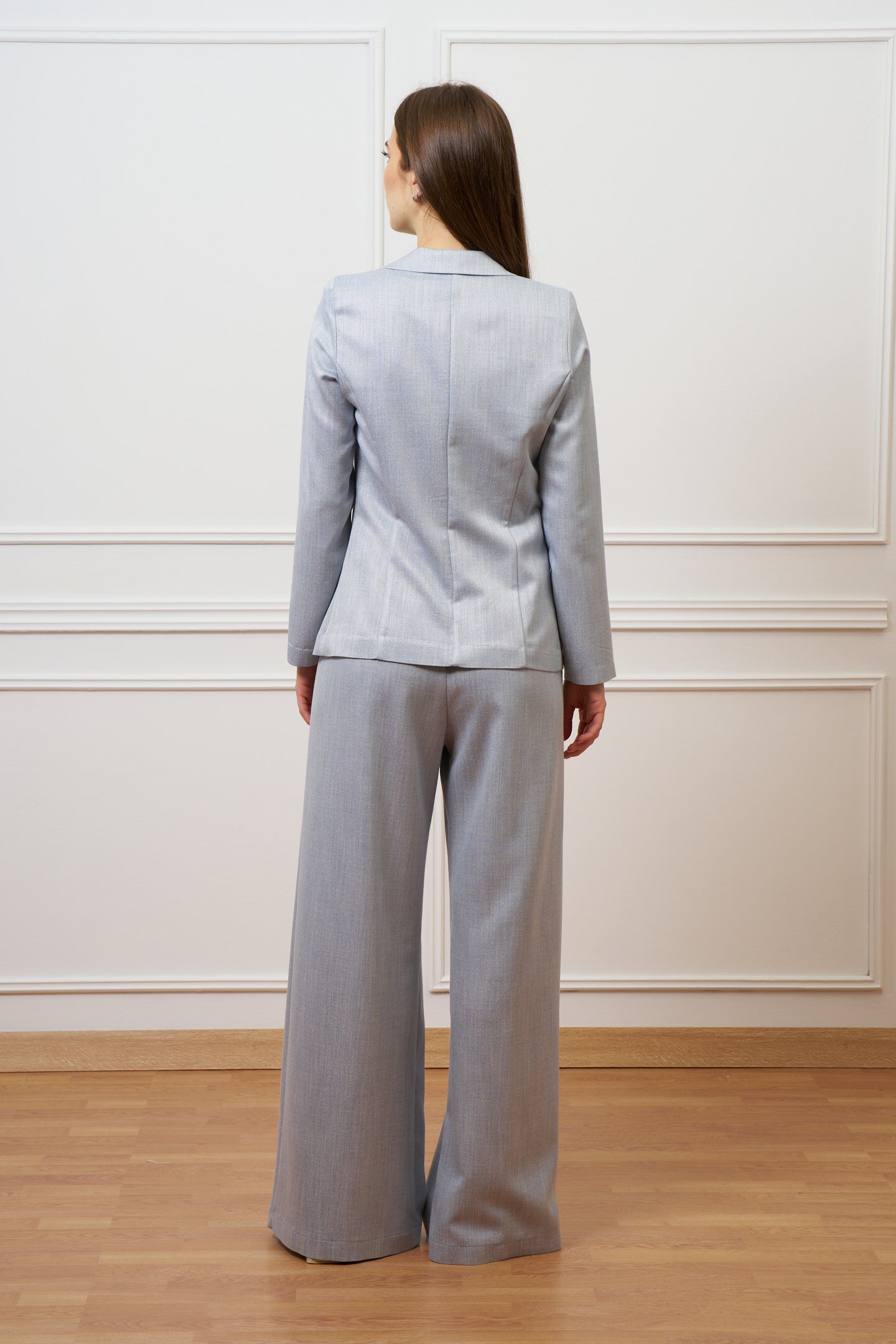 Pantalone ampio con lurex - CELESTE