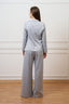 Pantalone ampio con lurex - CELESTE