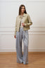 Pantalone ampio con lurex - CELESTE