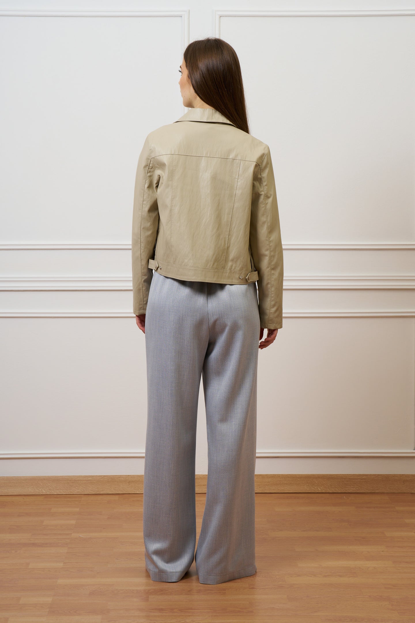 Pantalone ampio con lurex - CELESTE