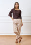 Pantalone cavallo sceso con pince - BEIGE