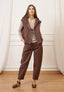 Pantalone balloon con pinces - MARRONE