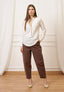 Pantalone balloon con pinces - MARRONE