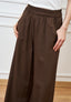 Pantalone ampio in lino e viscosa - MARRONE