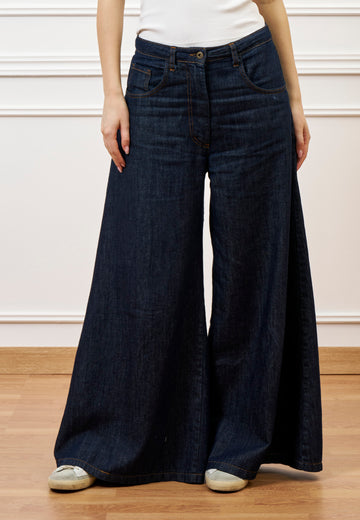 Pantalone gamba ampia - BLU