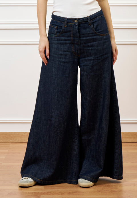 Pantalone gamba ampia - BLU