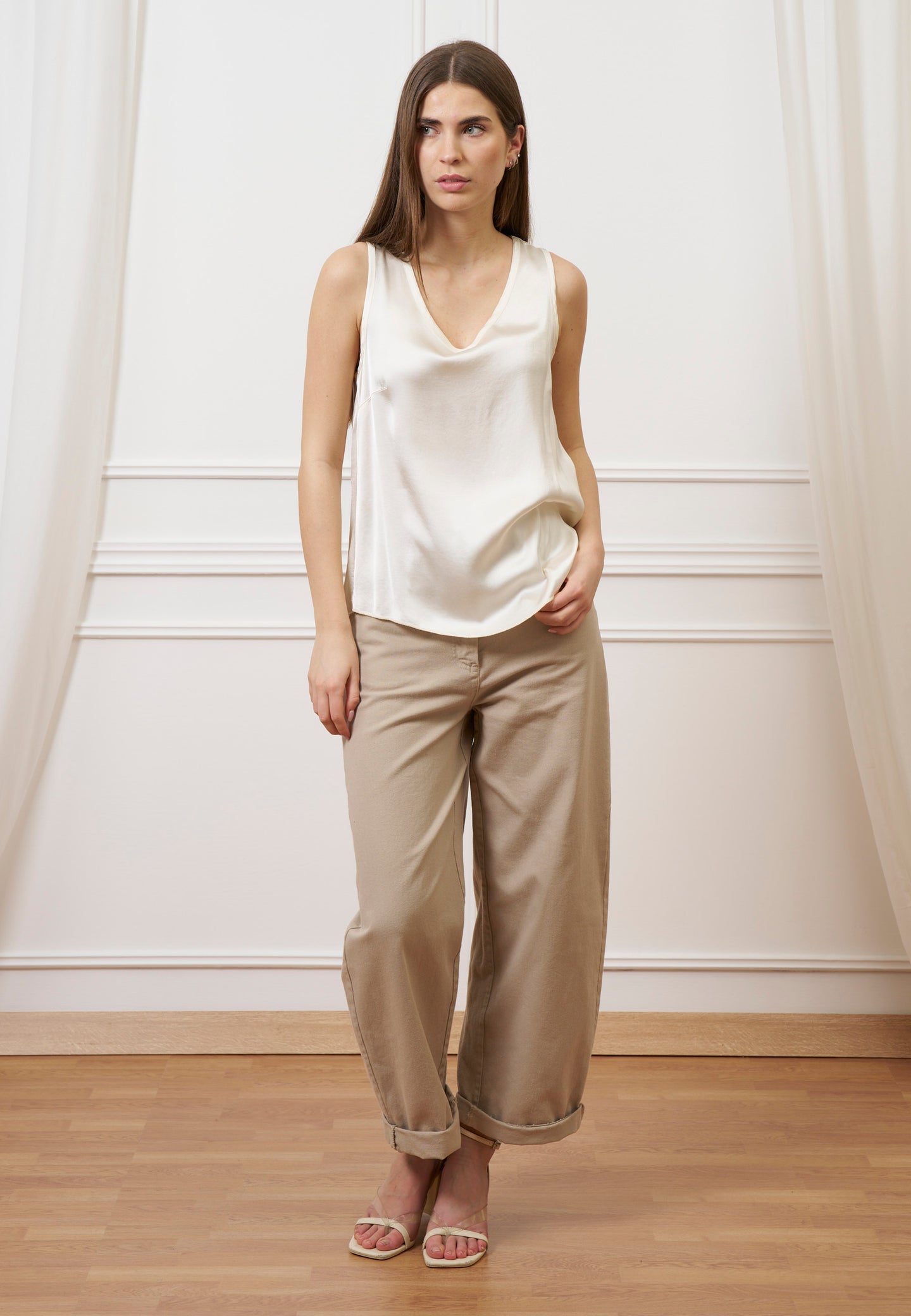 Pantalone con tasconi retro - BEIGE