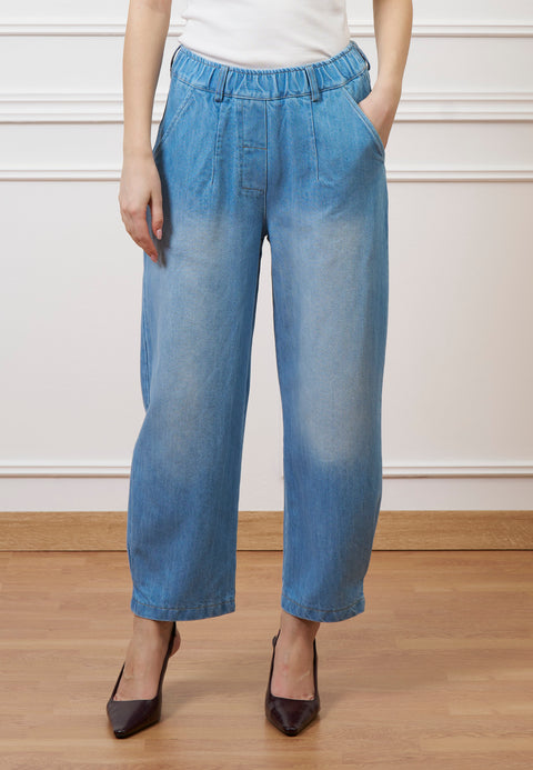 Jeans con elastico in vita - BLU
