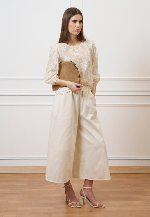 Pantalone gonna in gabardina - AVORIO