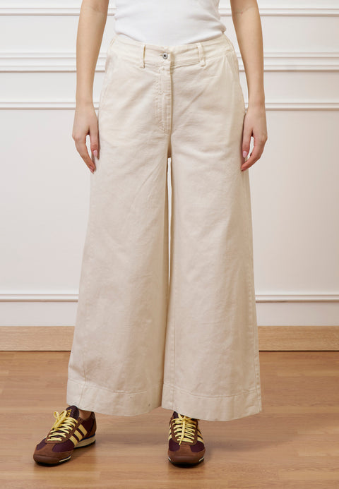 Pantalone cropped in gabardina - AVORIO