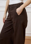 Pantalone cropped in gabardina - MARRONE