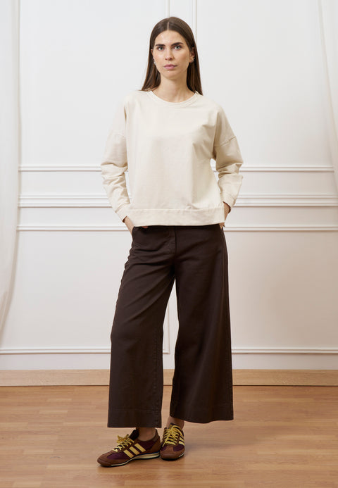 Pantalone cropped in gabardina - MARRONE
