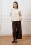 Pantalone cropped in gabardina - MARRONE