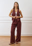 Pantalone ampio con pinces  - NOCCIOLA