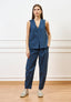 Pantalone balloon elastico retro - BLU