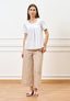 Pantalone crop con risvolto - BEIGE