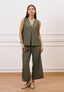 Pantalone crop effetto stropicciato - MILITARE