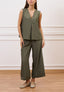 Pantalone crop effetto stropicciato - MILITARE