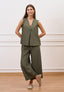Pantalone crop effetto stropicciato - MILITARE