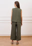 Pantalone crop effetto stropicciato - MILITARE