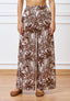 Pantalone palazzo con stampa palme - MARRONE