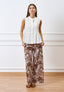 Pantalone palazzo con stampa palme - MARRONE