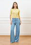 Pantalone ampio effetto denim - CELESTE