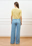 Pantalone ampio effetto denim - CELESTE