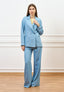 Pantalone ampio effetto denim - CELESTE