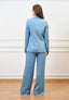 Pantalone ampio effetto denim - CELESTE