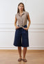Bermuda con pinces in gabardina - BLU