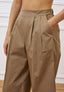 Bermuda con pinces in gabardina - BEIGE