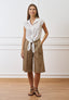Bermuda con pinces in gabardina - BEIGE