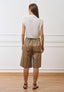 Bermuda con pinces in gabardina - BEIGE