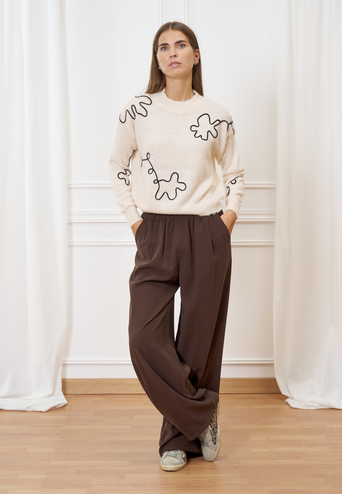 Pantalone ampio mano pesca